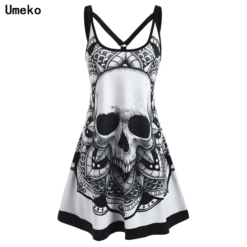 UMEKO SUMMER GOTH PLUSS TAMANHO PRIMEIRA MULHERES MULHERES MINI VESTUROS Y2K LADIES VESTENTES CASUAL PARA TVER DARE