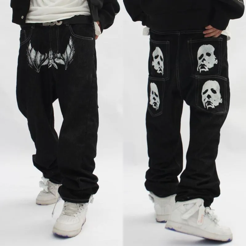 Męskie dżinsy 2023 HARAJUKU Streetwear Męskie dżinsy z Gothic Graphic Dollar Print - Idealne dla hip hop punk Rock238r