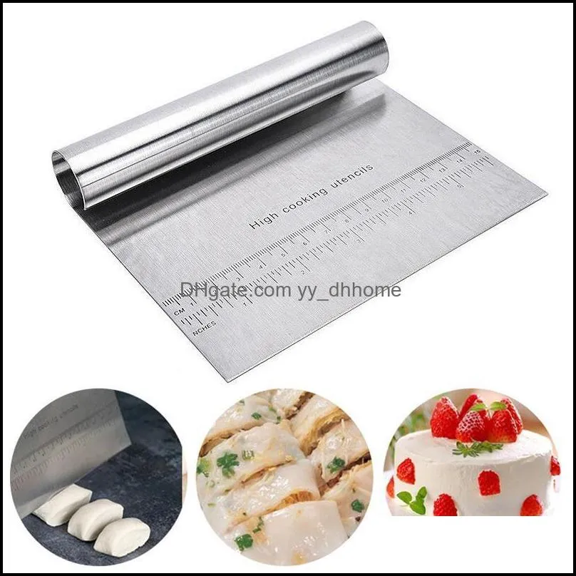 baking & pastry tools stainless steel pizza dough scraper cutter fondant cake decoration kitchen accessories spatulas cutters-30