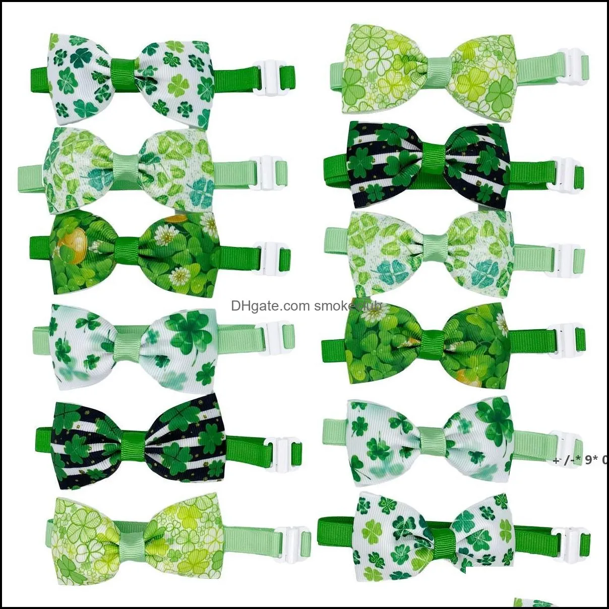 St. Patricks Day Dog Bowtie Lucky Green Trèfles Patterns Irish Festival Holiday Party Pets Supply Llb14124 Drop Delivery 2021 Autres fournitures