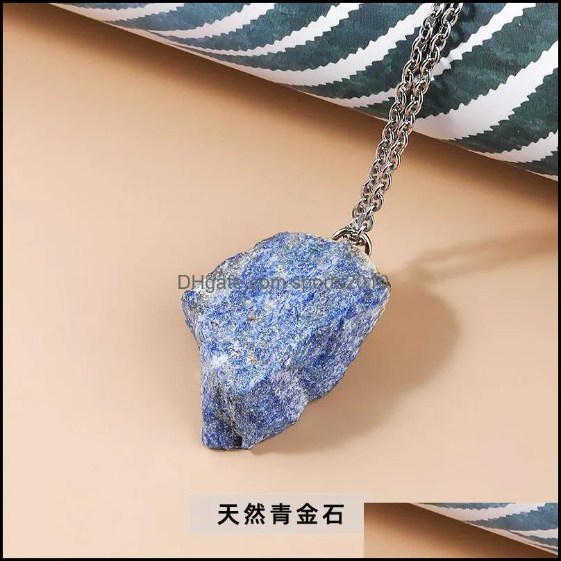 raw gemstone crystal charms pendant necklaces irregular quartz stones wholesale jewelry for women sports2010