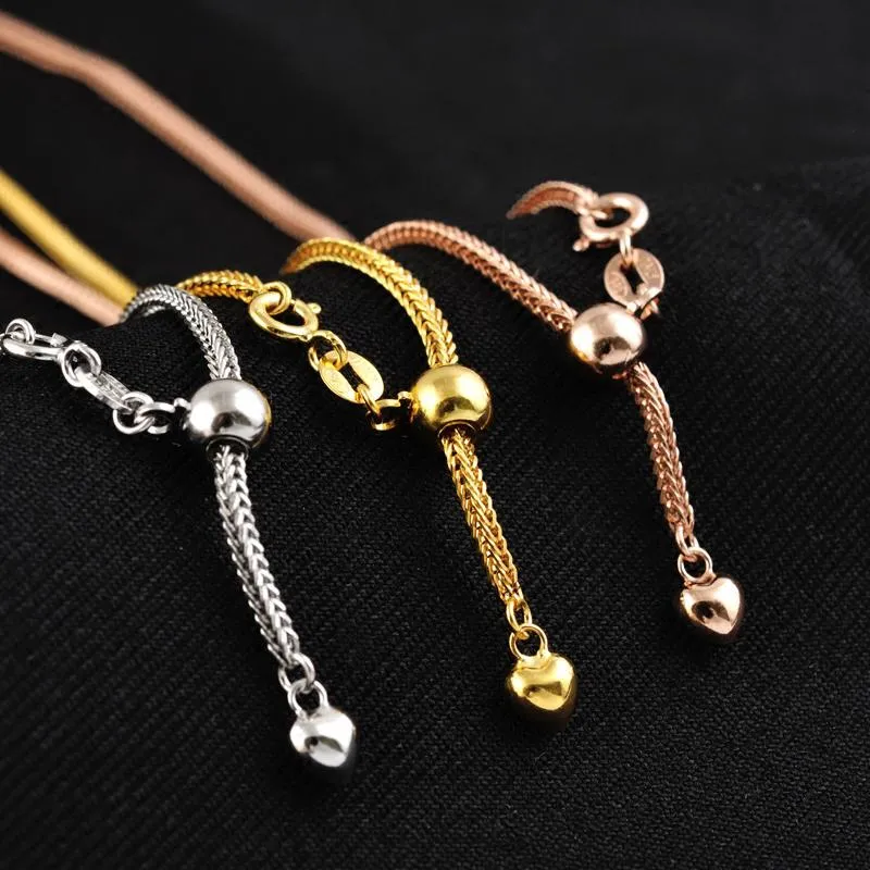 Łańcuchy prawdziwe 925 srebrne srebrne złoty różowy złoto kolor chopin łańcuch długi naszyjniki regulowane kobiety mężczyźni unisex biżuteria drobna akcesoria