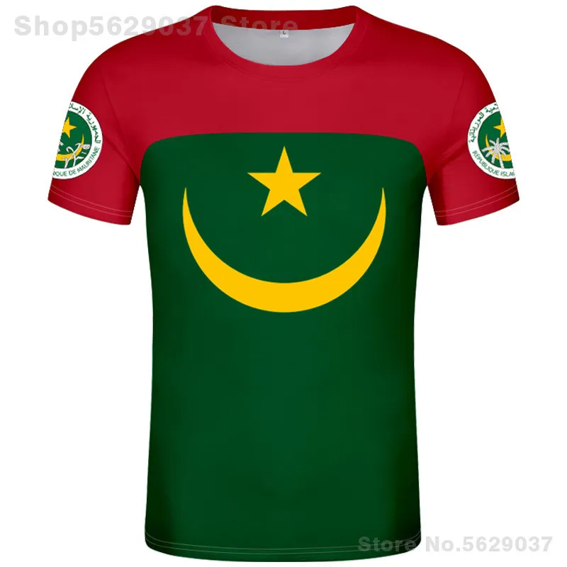 MAURITANIA T SHIRT BEZPŁATNĄ Niestandardową Numer Numer MRT T-shirt Flaga Mr Islamic Arabic Country Arabic Print Po Text Ubranie 220609