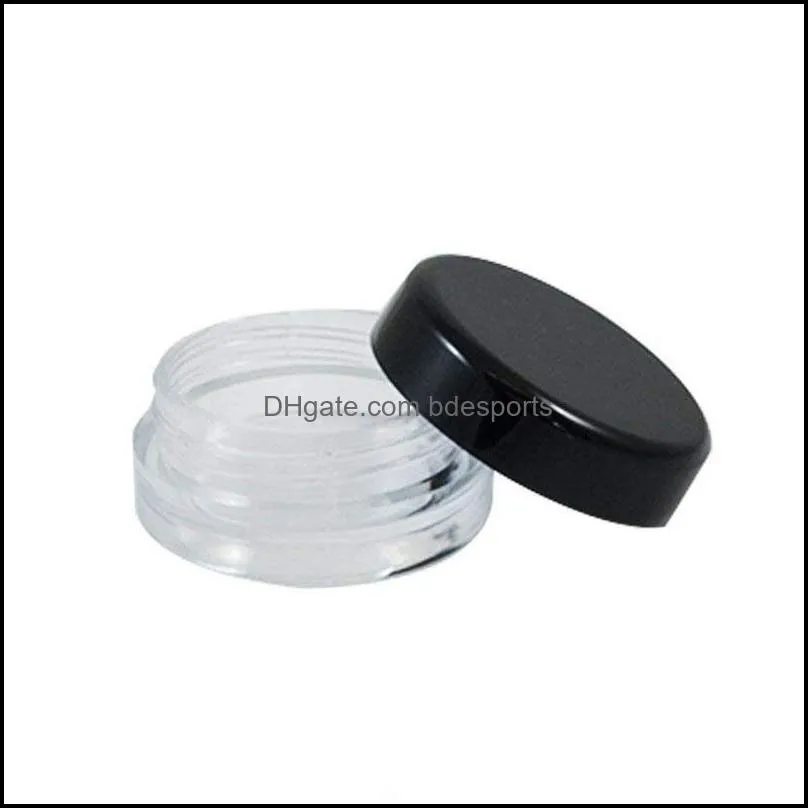 Fast Shipping 5G 5ML Empty Clear Container Jar Pot With Black Lids for Powder Makeup, Cream, Lotion, Lip Balm/Gloss, Cosmetic Samples