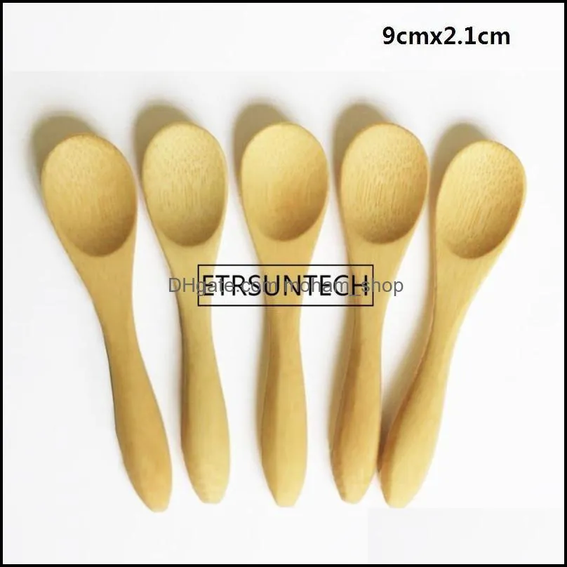 8 Size Small bamboo Spoons Natural Eeo-Friendly Mini Honey Spoons Kitchen Mini Coffee Teaspoon Kids Ice Cream Scoop 9~16cm RRA6780