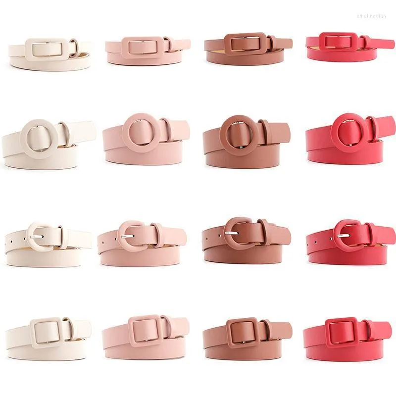 Ceintures Femmes Haute Qualité En Cuir Ceinture Designer Boucle Ardillon Femme Dames Noir Rose Beige Ceinture All-match Jeans BeltBelts Emel22