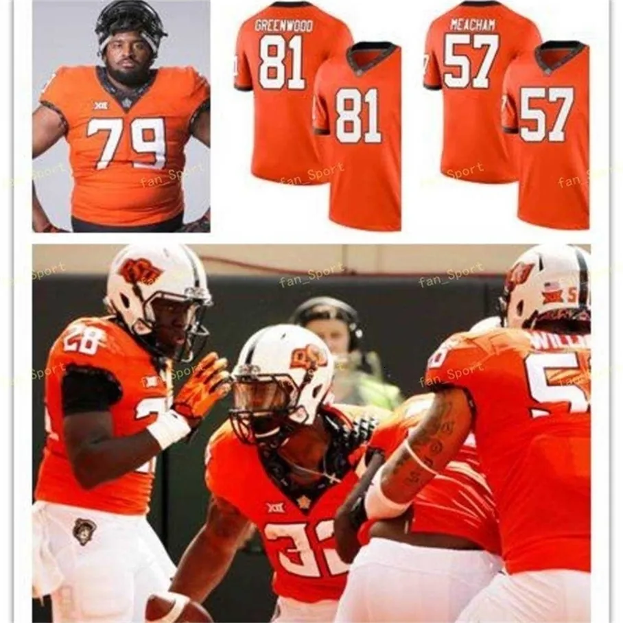 Thr NCAA College Jerseys Oklahoma State Cowboys 3 Brandon Weeden 21 Barry Sanders 24 Tyreek Hill 34 Thurman Thomas 7 Ld Brown Custom Football