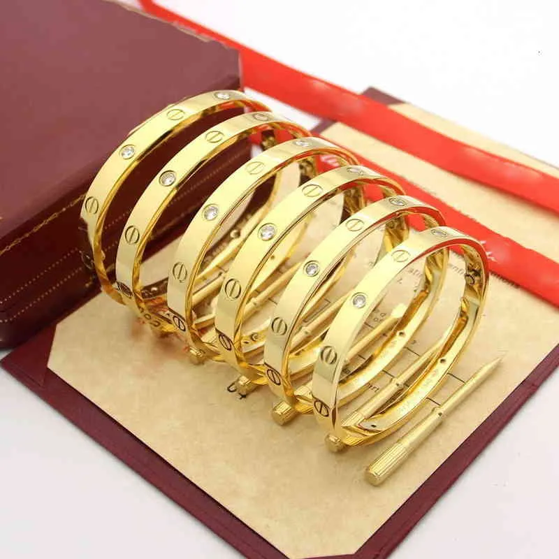 DHgate Exquisite 18K Gold Plated Carter Love Bangle Replica Bracelet with Box and Screwdriver Size 18 21 Jewelry