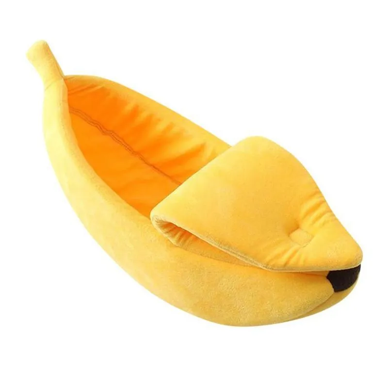 Banana Peel Cat House Cute Looking Banana Bed for Cats Kittens Pet Dog Bed Mat for Small Dogs Soft Plush Padding Cushion 40FB03 (1)