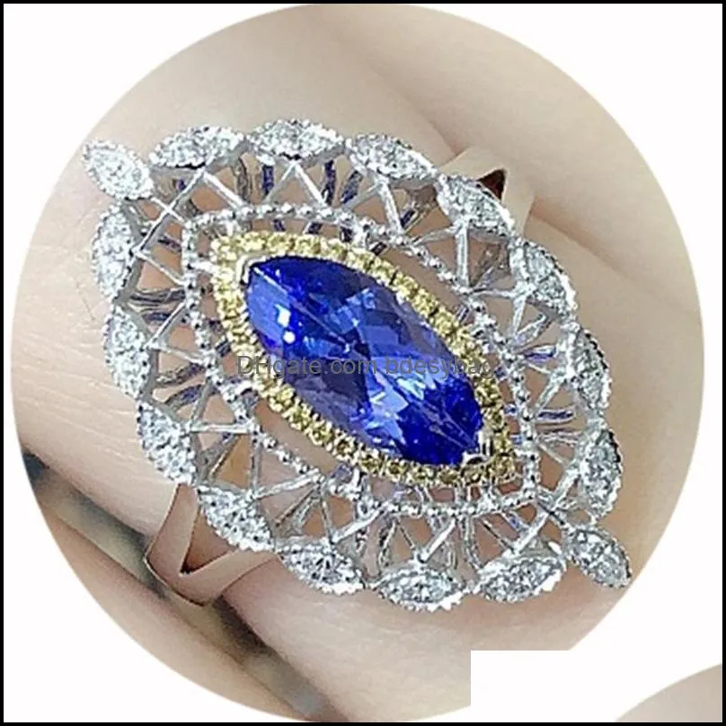 wedding rings arrival luxury marquise blue color engagement ring for women anniversary gift jewelry wholesale r7549wedding
