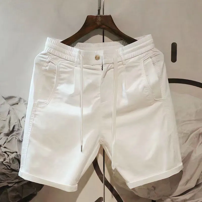 Short blanc pour hommes, short décontracté, taille élastique, léger, souffle frais, Bermuda, Streetwear, mode coréenne