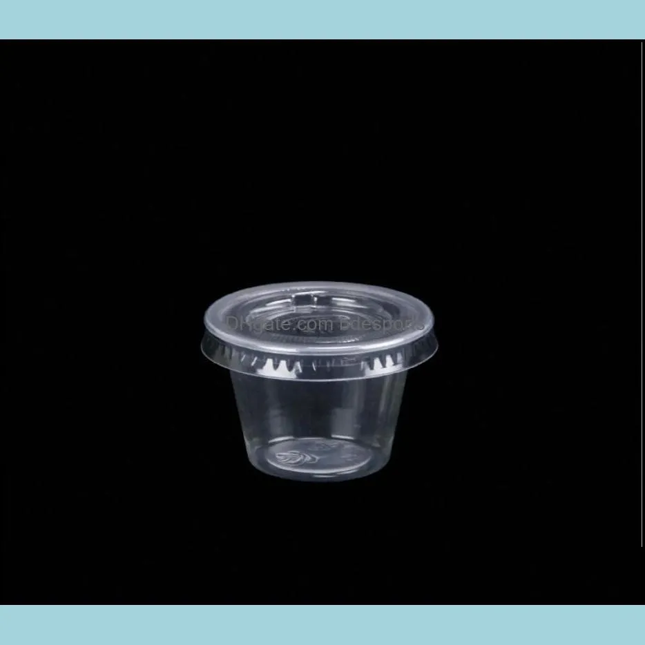 Disposable Plastic Portion Cups Souffle Cup with Lids Condiment Cup, Jello Shot 1oz 1.5oz 2oz 4oz
