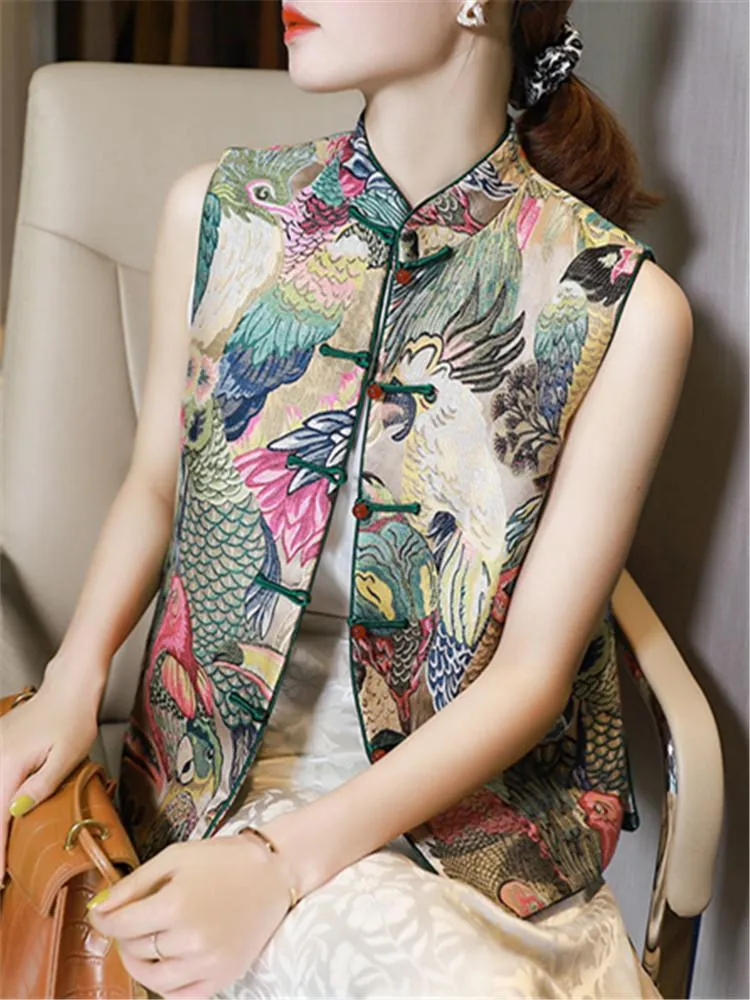 Этническая одежда ретро -стиль китайский стиль современные женщины оставляют Ropa Oriental традиционная 2022 Gilet Olde Casual Jacket Hanfu Topsethnic