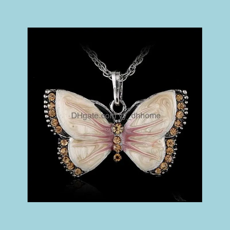 Vintage Butterfly Pendant necklace for women Girl dress Clothing Costume Jewelry animal necklace