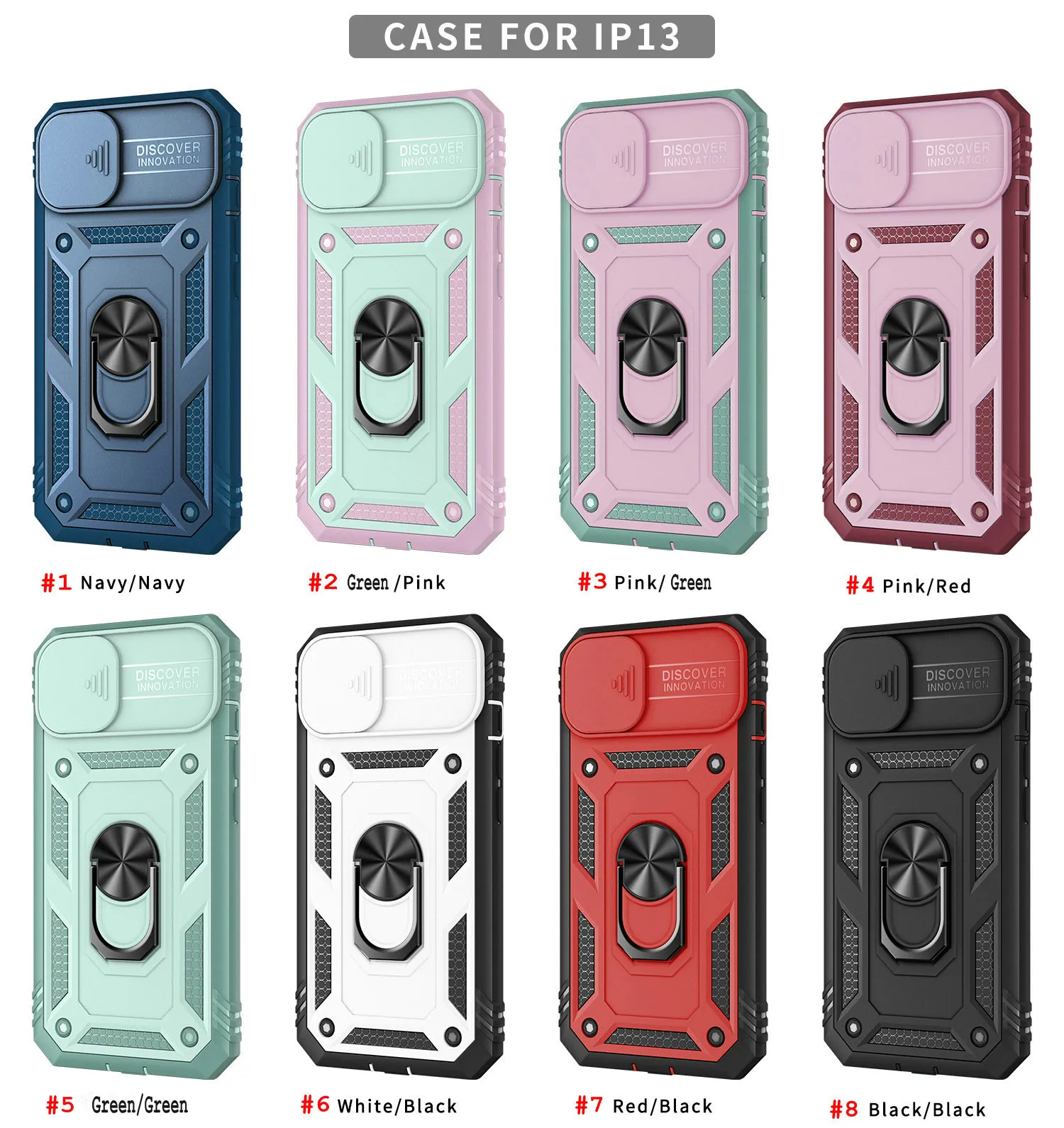 Wojskowy Slajd Camera Kickstand Case Telefon dla iPhone'a 14 13 12 11 Pro Max XR XS 7G 8 Plus S21 S22 Ultra A51 A52 A53 S20 Fe Defender Hybrid TPU PC SockProof Odporna