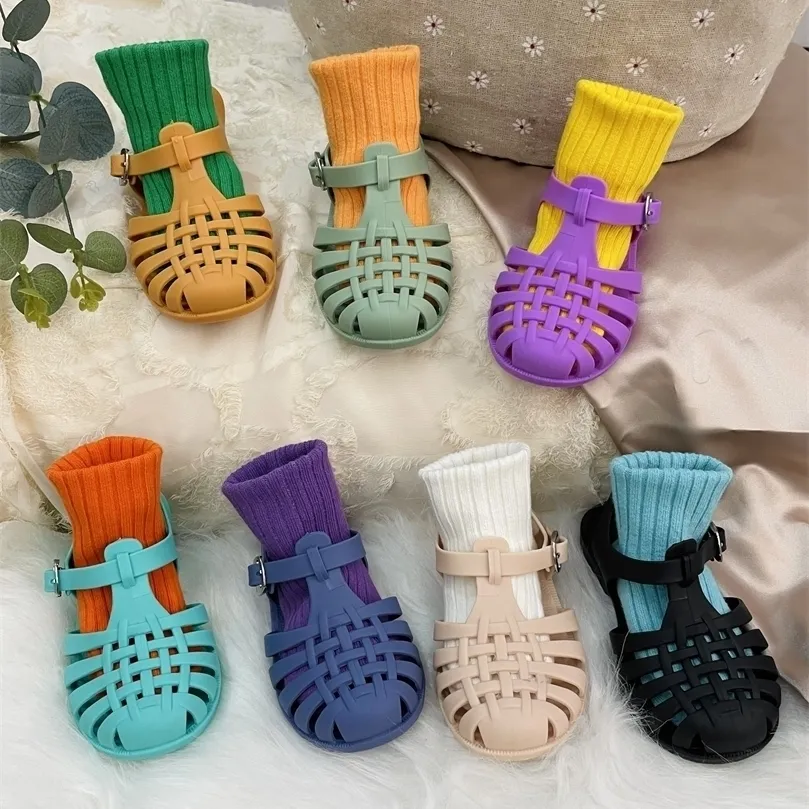 Baby Gladiator Sandals Breathable Hollow Out Shoes Pvc Summer Kids Fashion Beach Children For Boys Girls 220621