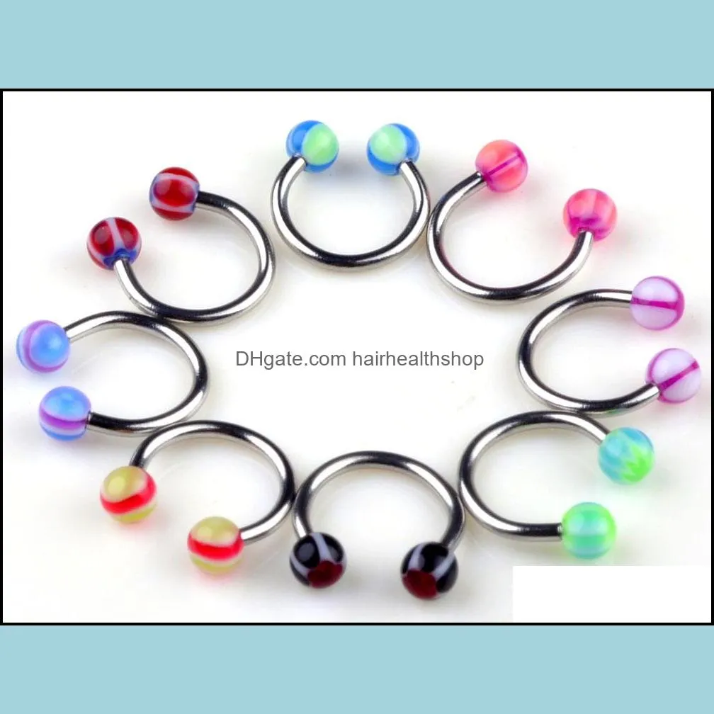 45pcs/set mix acrylic stainless steel eyebrow navel belly lip tongue ring nose bar rings body piercing jewelry wholesale