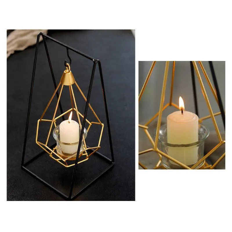 Gold Geometric Candle Holder Nordic Style Gold Geometric Wrought Iron