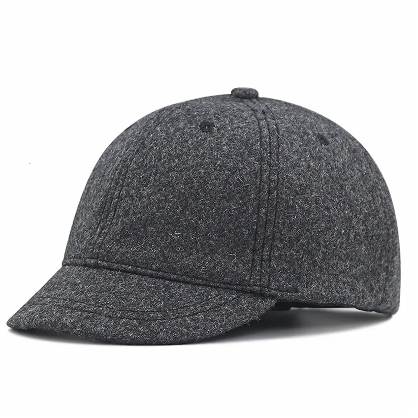 Winter Mens Wool Baseball Cap For Men Large Size Warm Short Wool