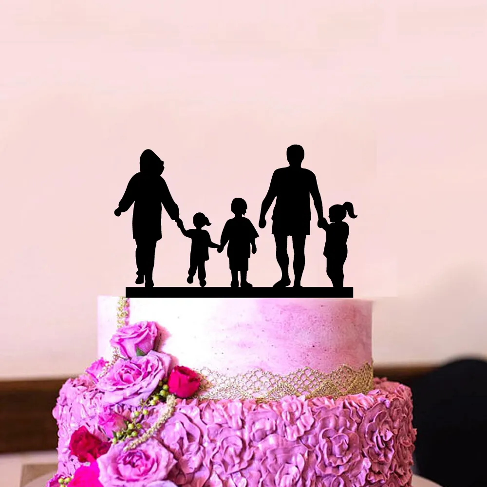 Family Style Cake Topper Wedding Party Family Party Anniversary Bridal Shower Decorations Kids Gift cake decor Rustic Wedding (3)