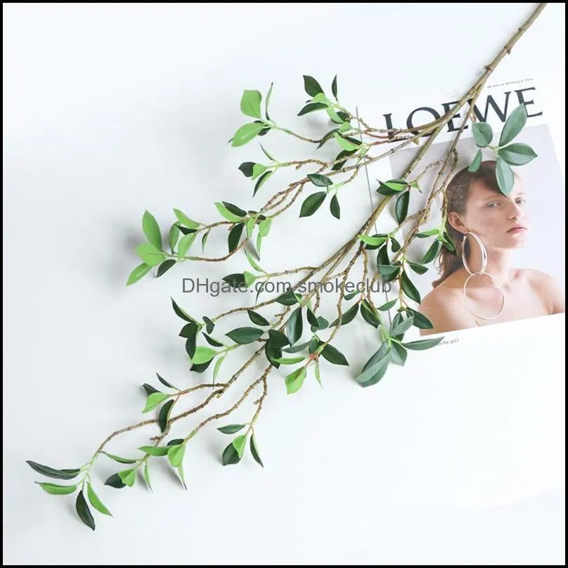 Decorative Flowers & Wreaths High Quality Ficus Tree Branch Real Touch Plastic Fake Plant Artificial Leaves Decoration Room Decor Plantas