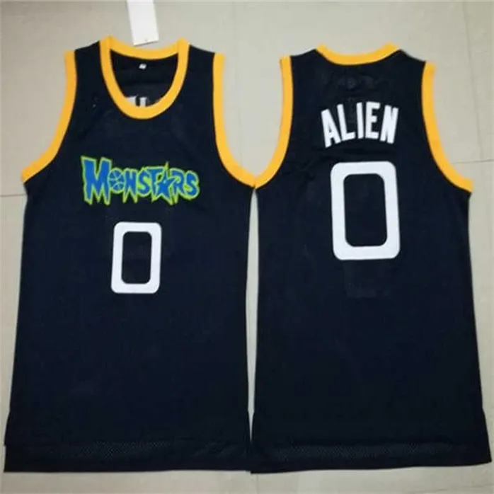 SJZL98 # 0 MOLPE Alien Monstars Donkerblauw Borduurwerk Gestikte Basketbal Jersey
