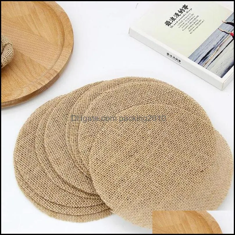 Kitchen Dining Burlap Coasters Table Mats Wedding Decorations Cup Pads