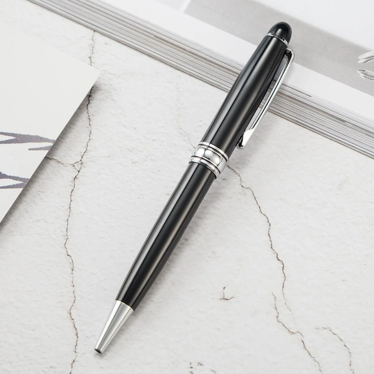 Metal Ballpoint Pen Black Neutral Business Signature Ballpoints Pens Gift stroke Office Stationery Wholesale