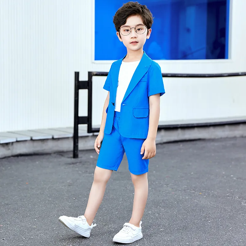 Kids Anime Character Suit - Red Vest And Blue Shorts Set For Boys & Girls, Cosplay Costume For Halloween & Theme Parties