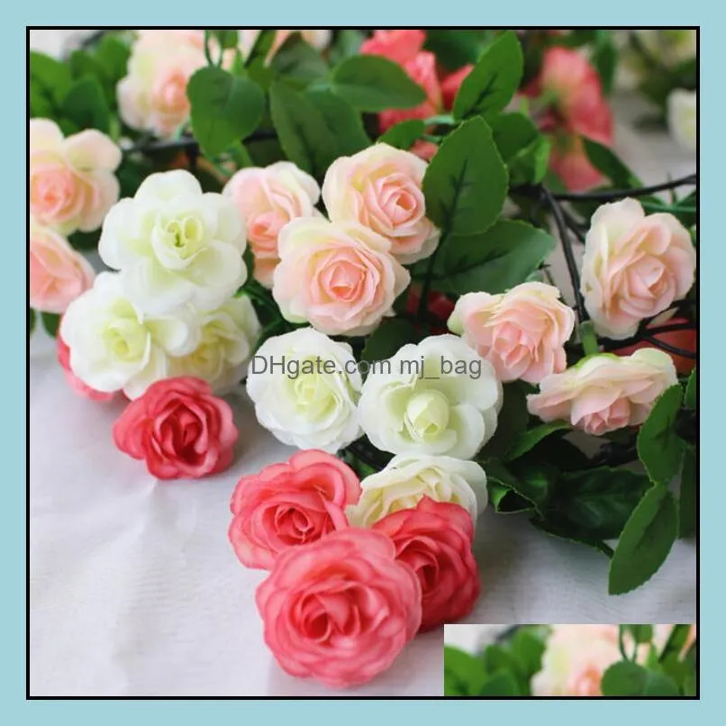 artificial flowers ivy vine leaf garland 2.45m long silk rose flower wedding party home decoration wreath wedding favors lxl838q