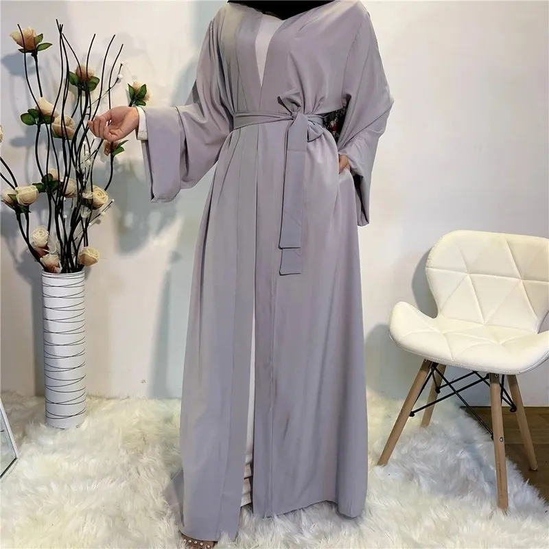 Solid Open Kaftan Dubai Abaya Turquía Kimono Cardigan Rata musulmana Vestido hijab Ramadán Abayas para mujeres Caftan Islámica Clothing 220607
