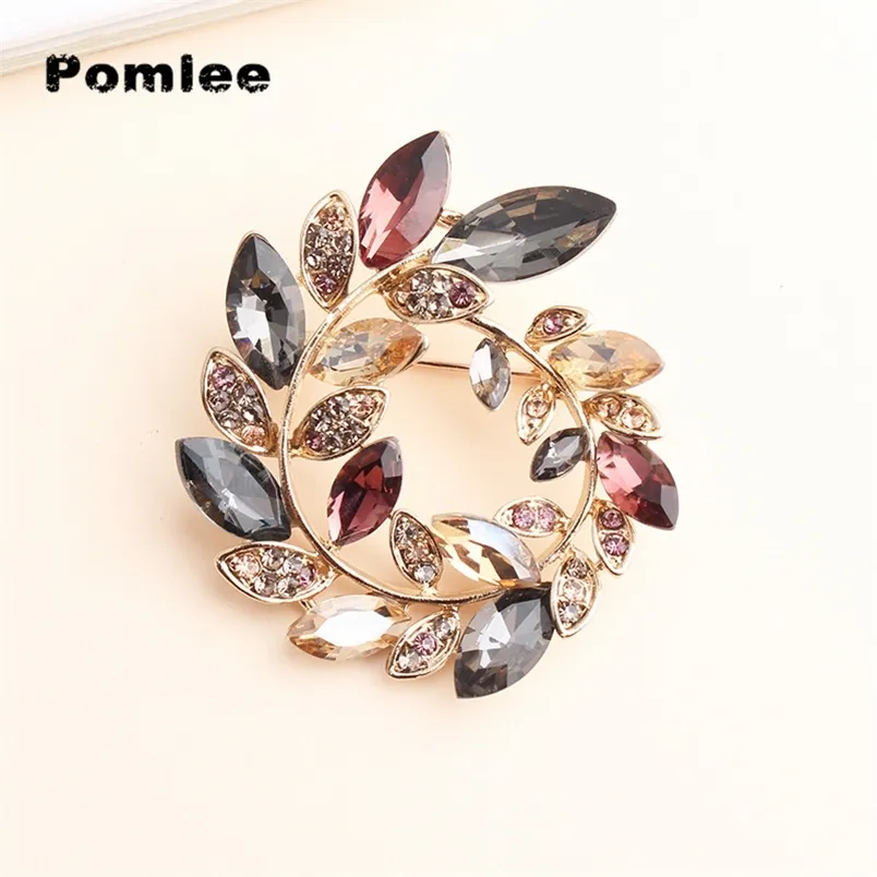 Pomlee Crystal Olives Broches Unissex Women and Men Broche Pin Collar Jewelry Suit Coat Acessórios de vestuário 220721