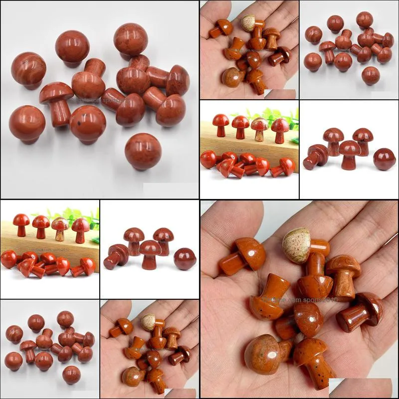 20mm mini red stone mushroom plant statue stones ornament carving home decoration crystal polishing gem sports2010