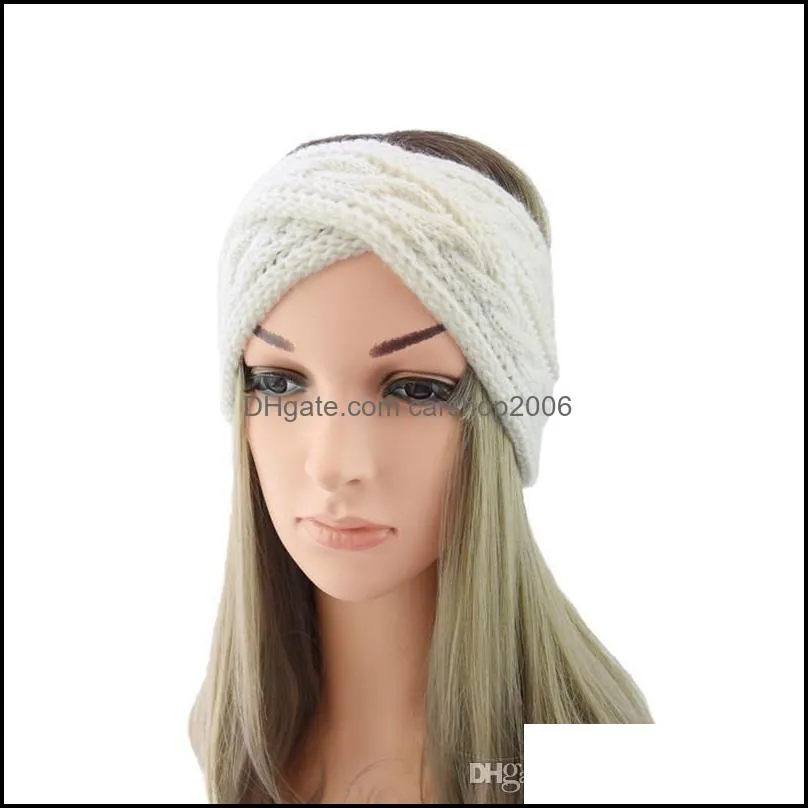 INS 24 Colors Knitted Headbands Turban Crochet Twist Headwear Winter Ear Warmer Headwrap Elastic Hair Band Women Hair Accessories