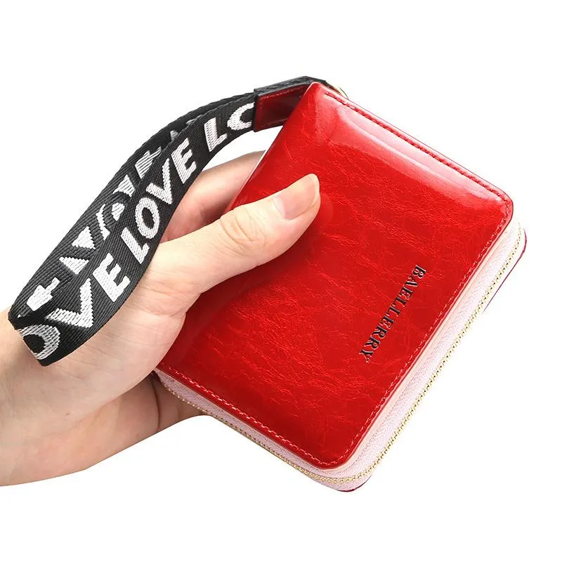 Wallets Woman PU Leather Money Bag Female Short Zipper Hasp Purse Small Mirror Wallet Card Case Luxury Clutch With Wristlet