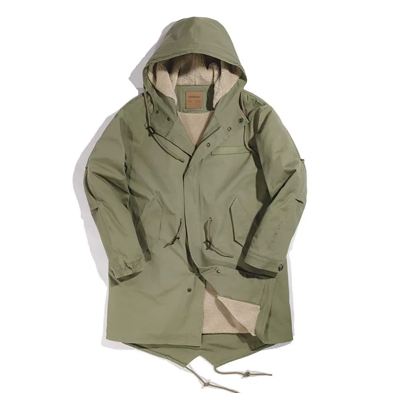 Mens Down Parkas Maden Men S Thick Hooded M 51 Fishtail Cotton Coat Plus Velvet Parka Jacket Army Green Windbreaker Winter Autumn Men From 60 4 DHgate