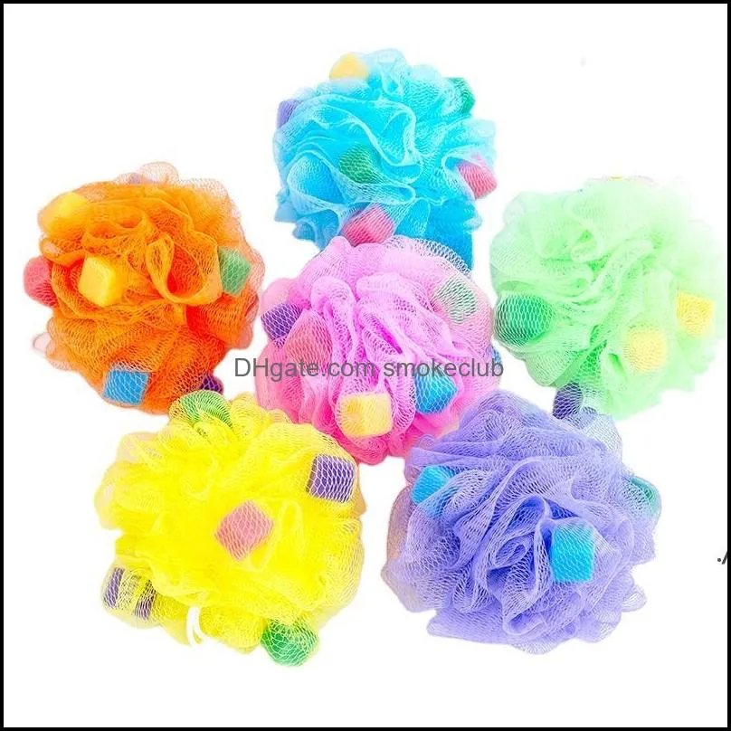 30 Gram Small Mesh Bath Sponge Pouf Colorful Shower Ball Scrubber for Kids RRB14546