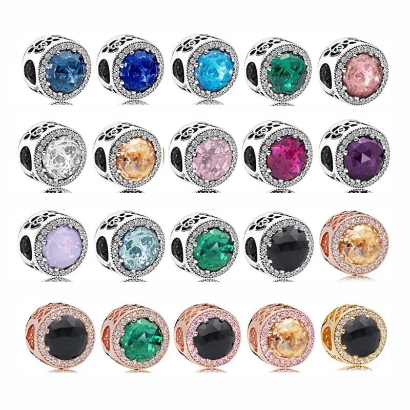 925 Sterling Silver Beads Love Serce Kolor Opal Seria Charm Fit Pandora Bransoletka lub Naszyjnik Wisiorki Lady Prezent
