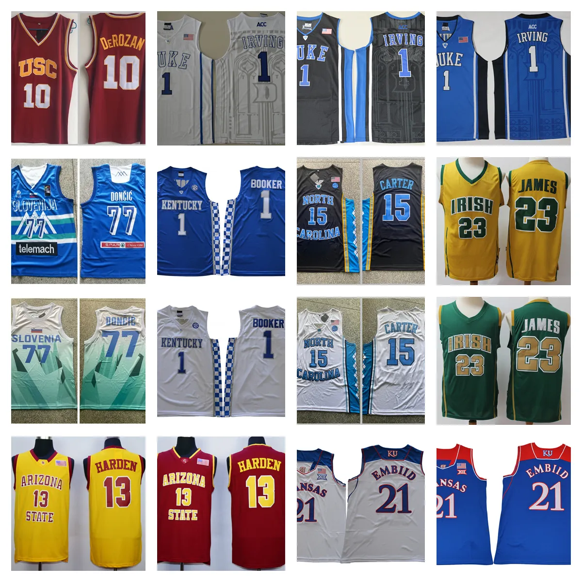 NCAA College Basketball Jersey Vincent Mary Irish High School Patrick Kyrie Irving James Harden Devin Booker Luka Doncic DeMar DeRozan Joel Embiid Vince Carter Men