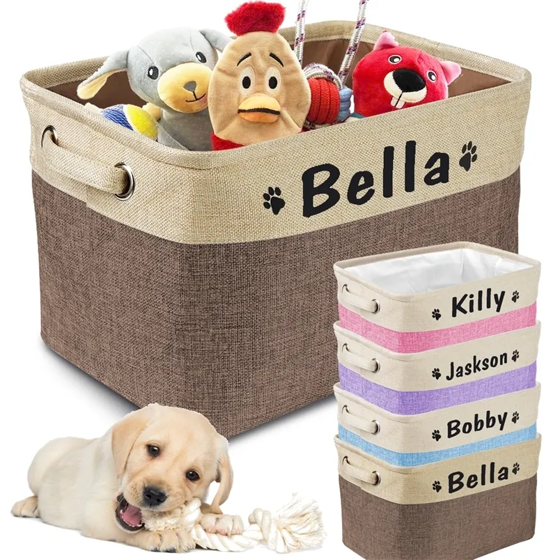 Boîte de rangement personnalisée pour animaux de compagnie Paniers de rangement pour chiens personnalisés gratuits pour chien jouets vêtements sans odeur impression gratuite nom de chiens avec patte mignonne 220621