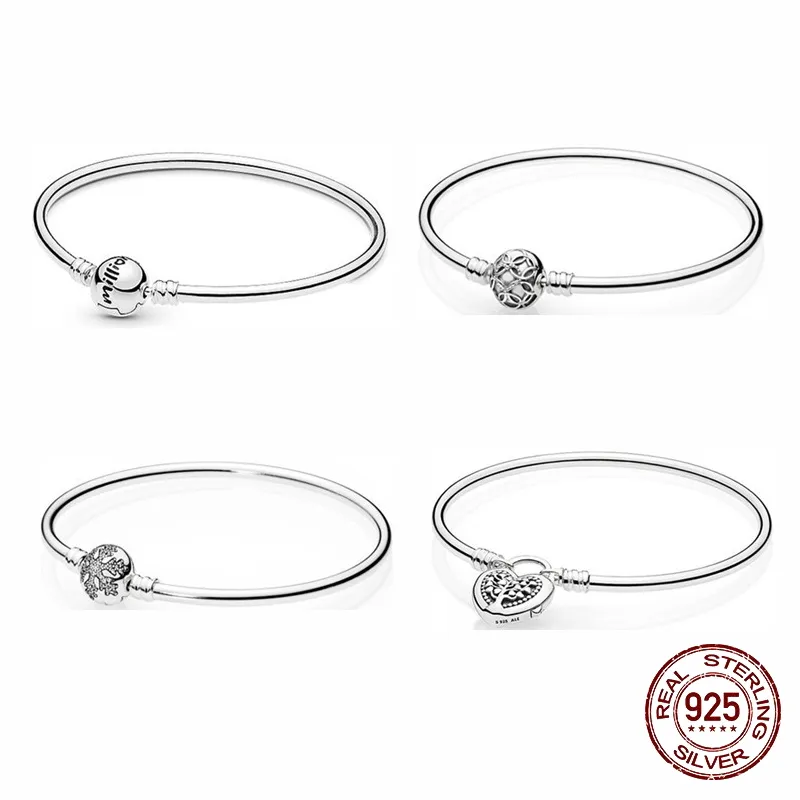925 braccialetti in argento stile semplice braccialetto semplice fai da te perline adatte gioielli Pandora