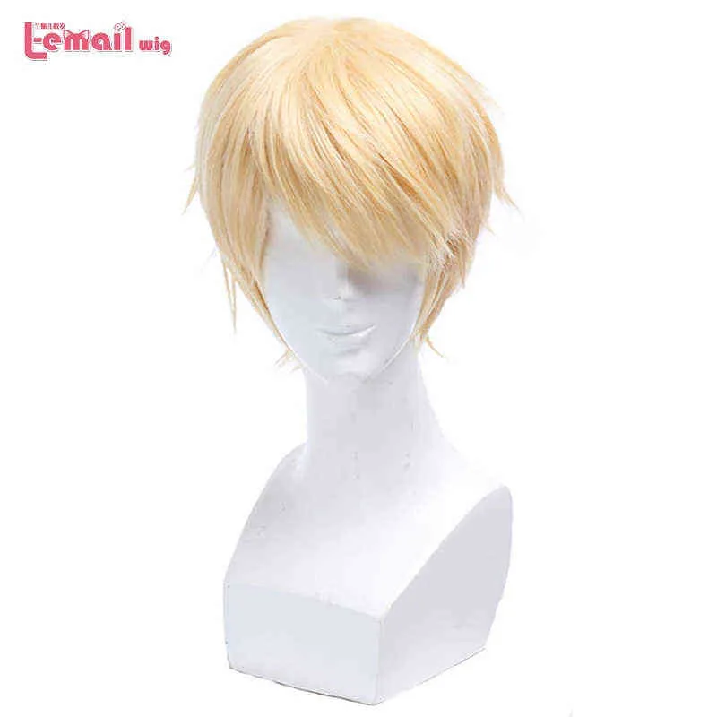 L-EMAIL WIG合成ヘアセラフエンドミカエラハイアクヤコスプレウィッグブロンドショートストレートメン耐火WIG220505