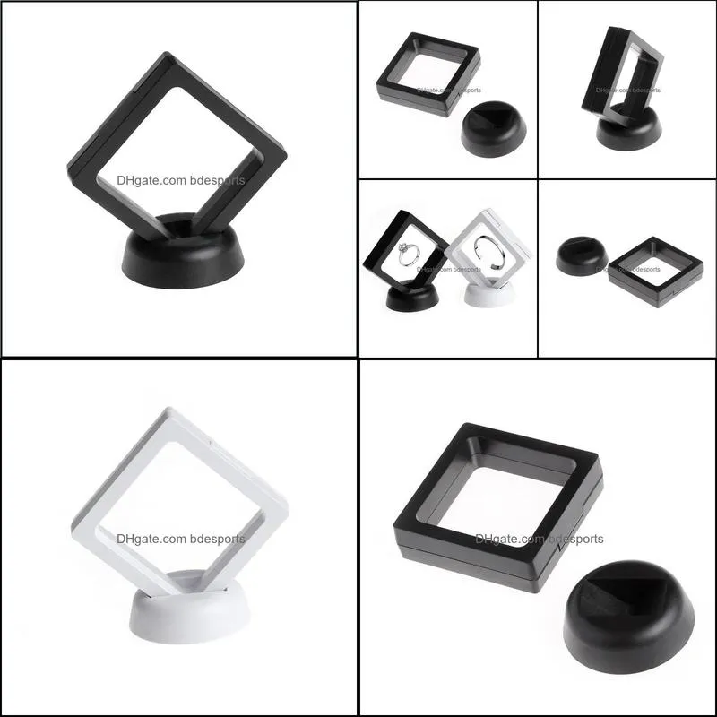 Jewelry Ring Pendant Display Stand Suspended Floating Display Case Coins Gems Artefacts Packing Boxes White black 2022