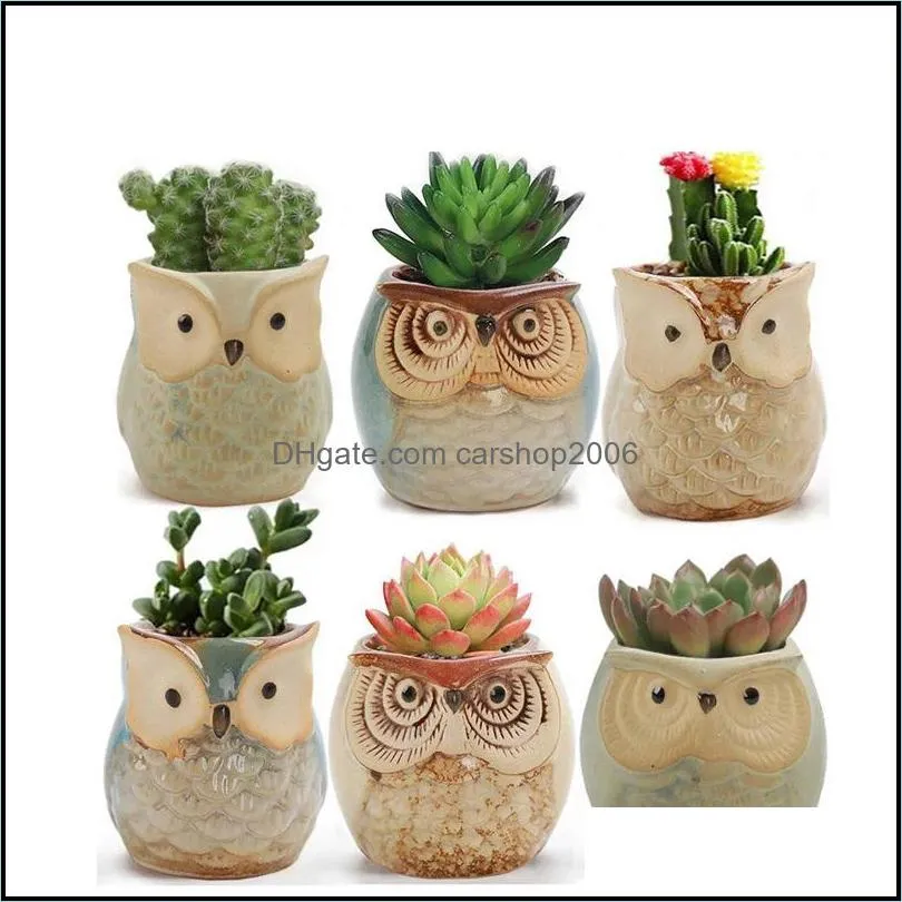 owl shape flower pots creative ceramic flowerpot fleshy succulent planter pot cute mini flowerpots home garden decoration yfa2068