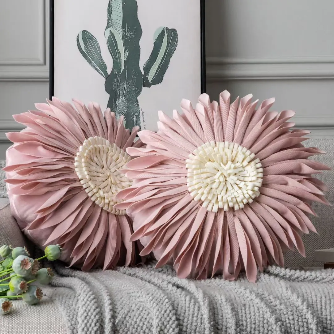 Nordic Light Luxury Ins Wind Flower Couvercle d'oreiller solaire Soleil Chrysanthemum Bed Hhead Pillover Cover Sofa Cushion Covers WLL1649