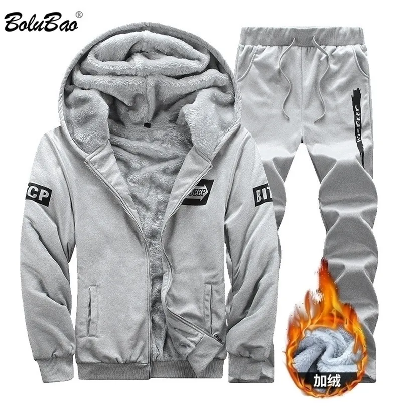 Bolubao Winter Men Men Darm Darm Casual Sets Men's Ruded Scedt Pant 2PCS Tracksuit Superalse Groud Sets Male Male Brand Clothing 201128