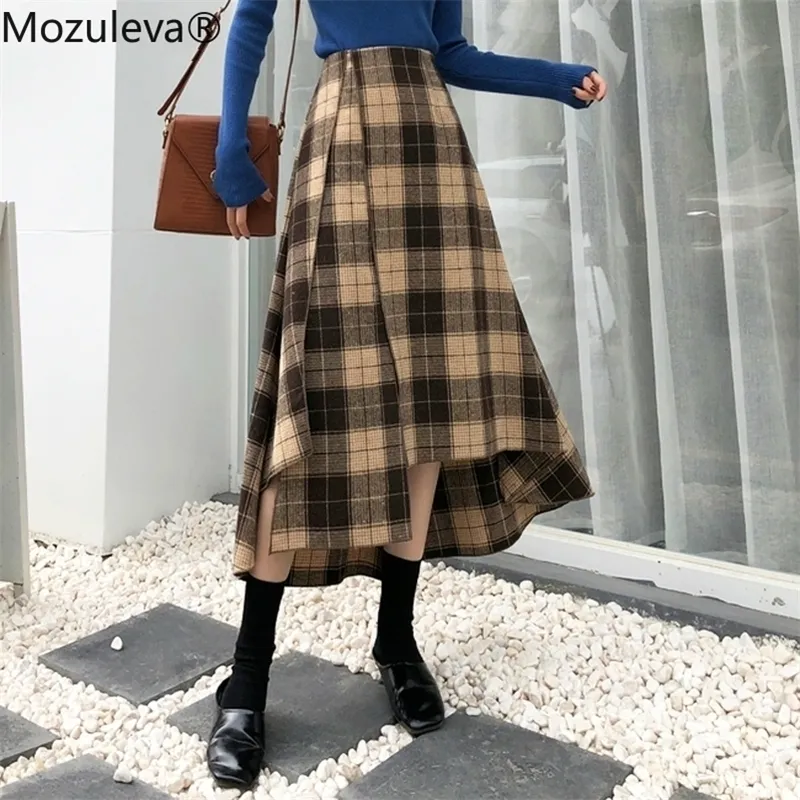 Mozuleva Women Vintage Chic Plaid Юбки осень зима высокая талия.