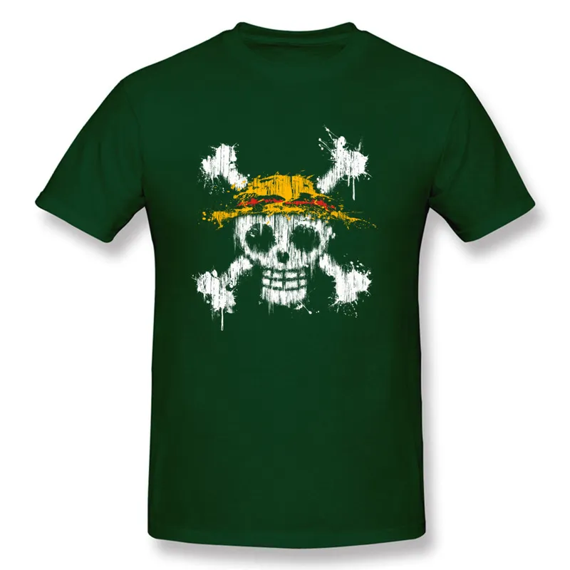 One piece skull Graphic Short Sleeve Classic Tshirts 100% Cotton Crew Neck Men Tops Tees Print T Shirts Summer/Autumn One piece skull dark