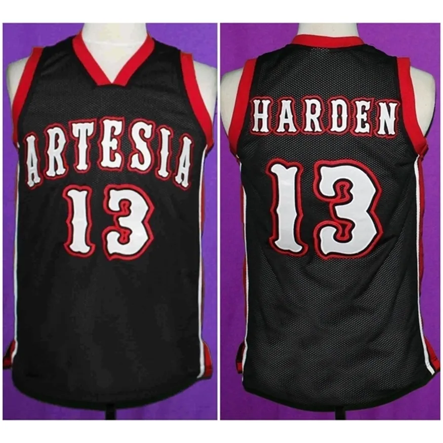 Nikivip James Harden 13 Artesia Retro High School Basketball Jersey Mensステッチカスタム番号名ジャージトップ品質