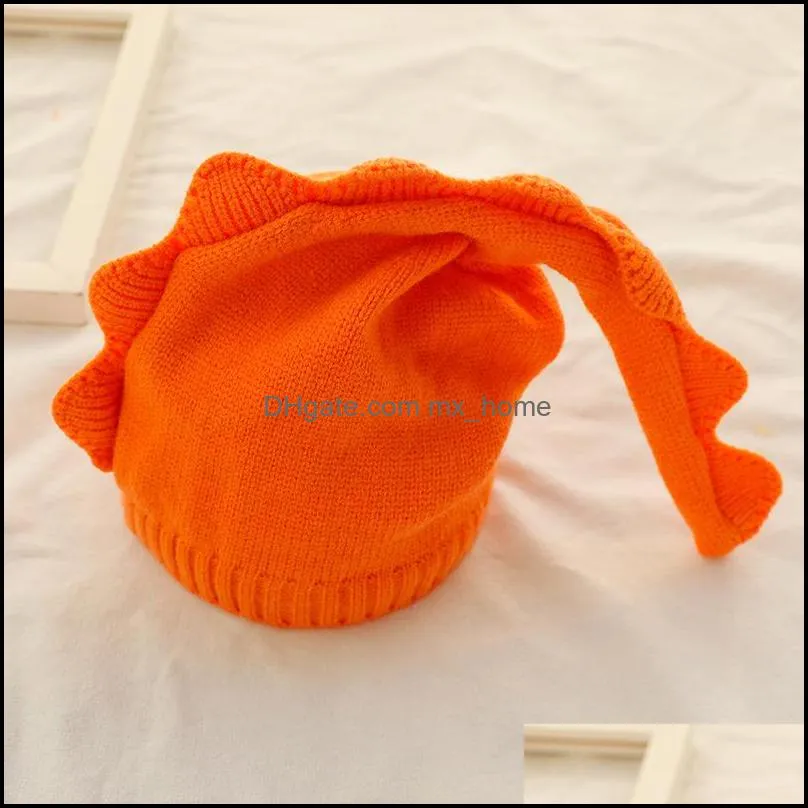 m269 baby kids knitted hat catoon dinosaur tail caps beanies boys girls children knit cap baby warm hats